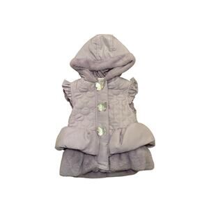 Little Lass Vest 4T Lavender Quilted Faux Fur Trim Hooded Winter Cozycore Cute
